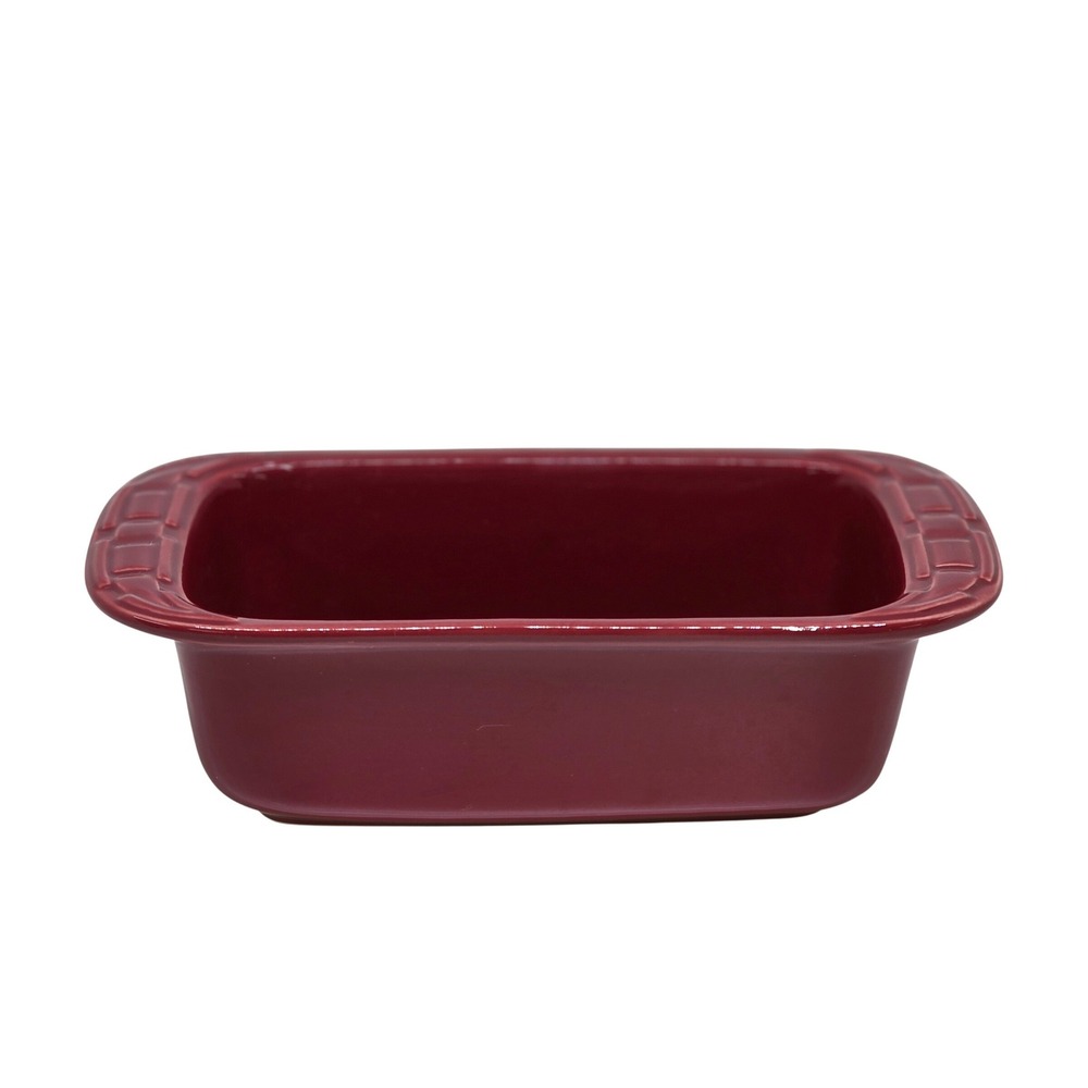 Longaberger Woven Traditions Small Loaf Baking Dish Paprika Red Ceramic Bakeware